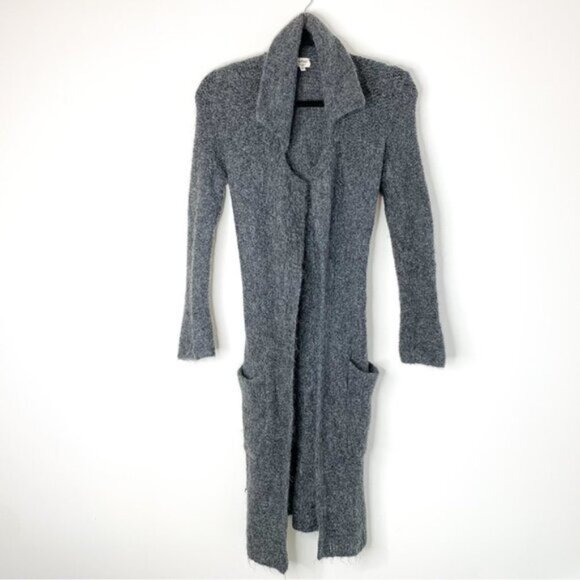 Aritzia Wilfred Women's Long Cardigan Sweater Duster Mohair Wool Belted Gray XXS - Picture 3 of 16